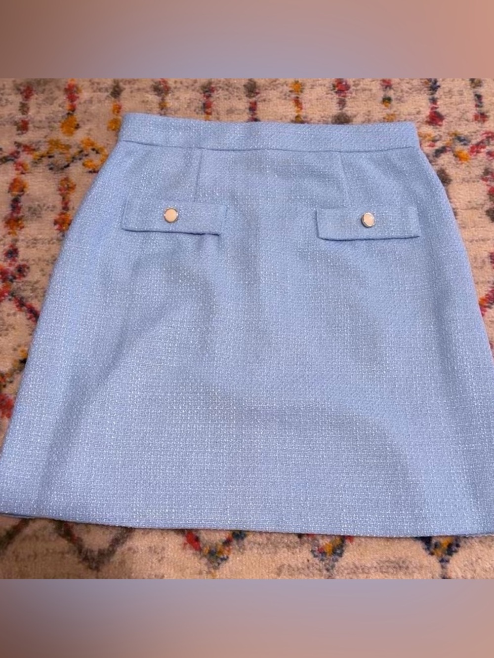 Maison Tara Light Blue Tweed Pocket Mini Skirt